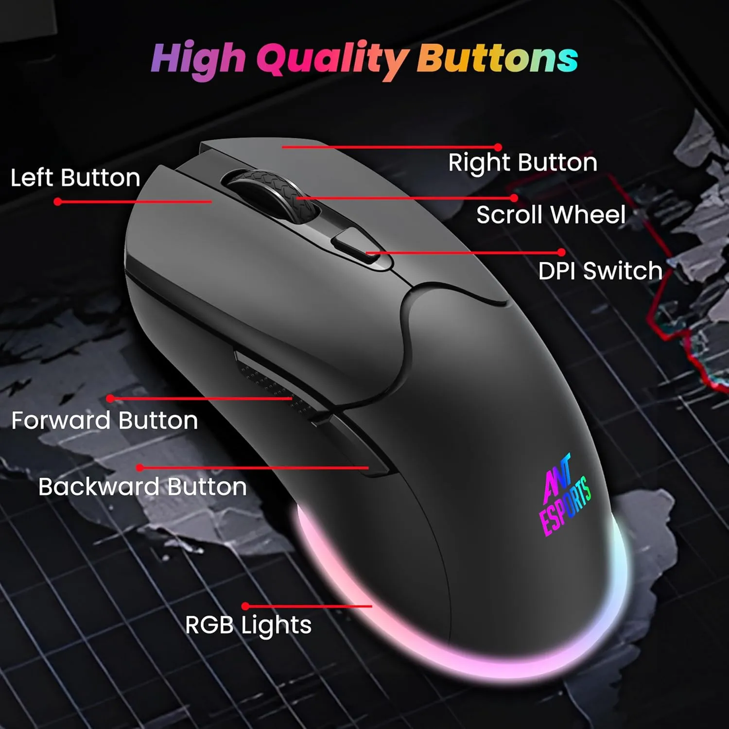 Ant Esports Wireless Gaming Keyboard Mouse Combo RGB (KM500 Pro) view 3
